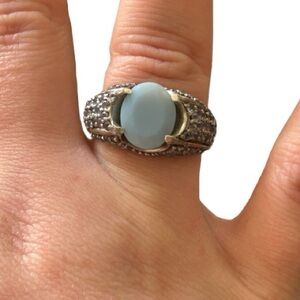 Sterling Silver Pale Larimar Light Blue Accent Stone Ring 7 GUC